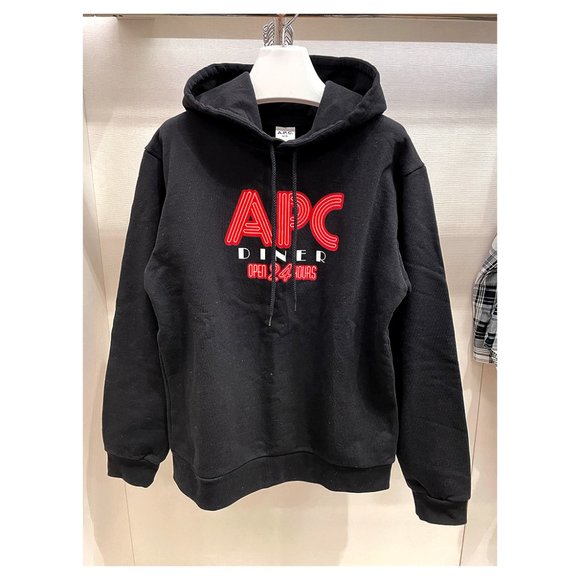 A.P.C.  BENITO DINNER LOGO GRAPHIC HOODIE IN BLK - Picture 5 of 13